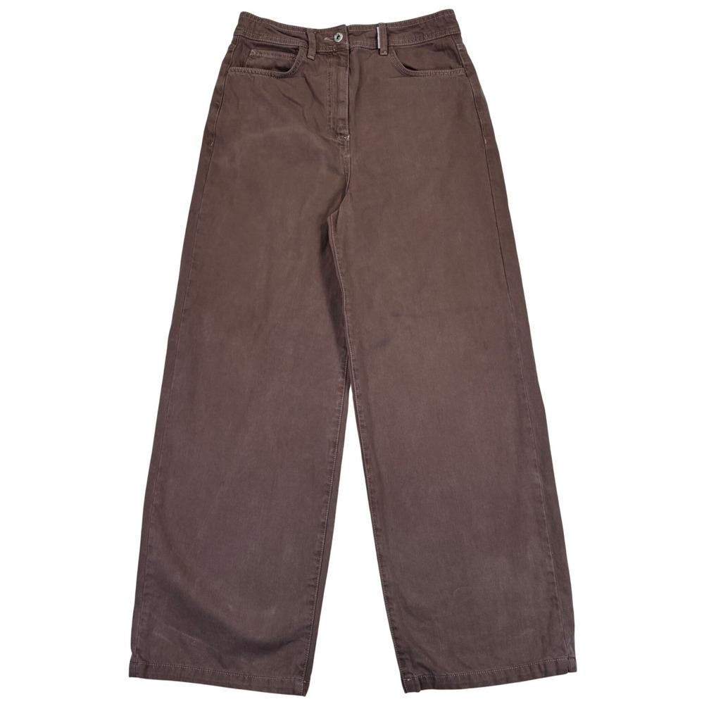 Collusion x007 Womens Wide Leg Brown Baggy Jeans High Rise Contrast Stitch 30/30
